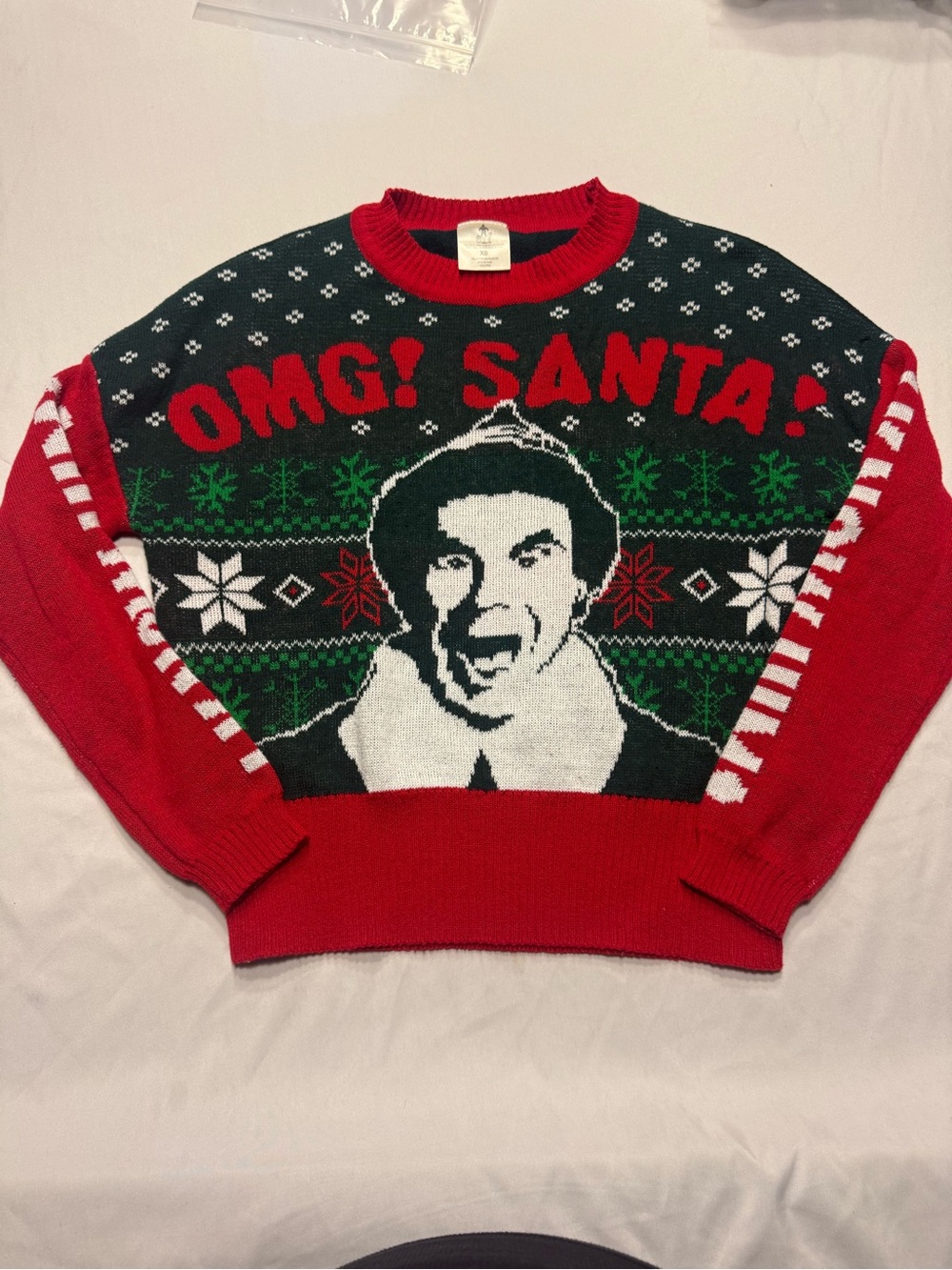 ELF Red, Green & White 'OMG! SANTA!' Crewneck Sweater